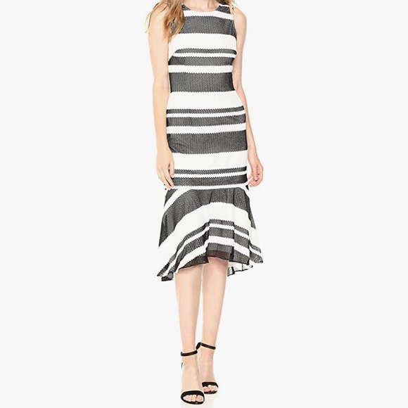 Adrianna Papell Striped Kang Trumpet Dress - Picture 6 of 9